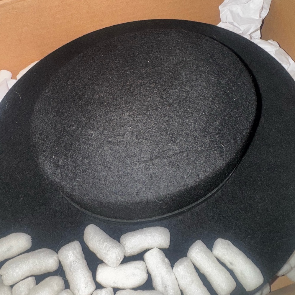 Yellow 108 Black Wool Felt Boater, Medium - Picture 6 of 6